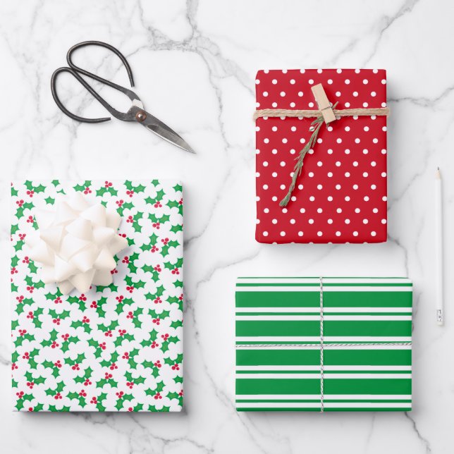 Holly Geschenkpapier Set (Vorderseite)