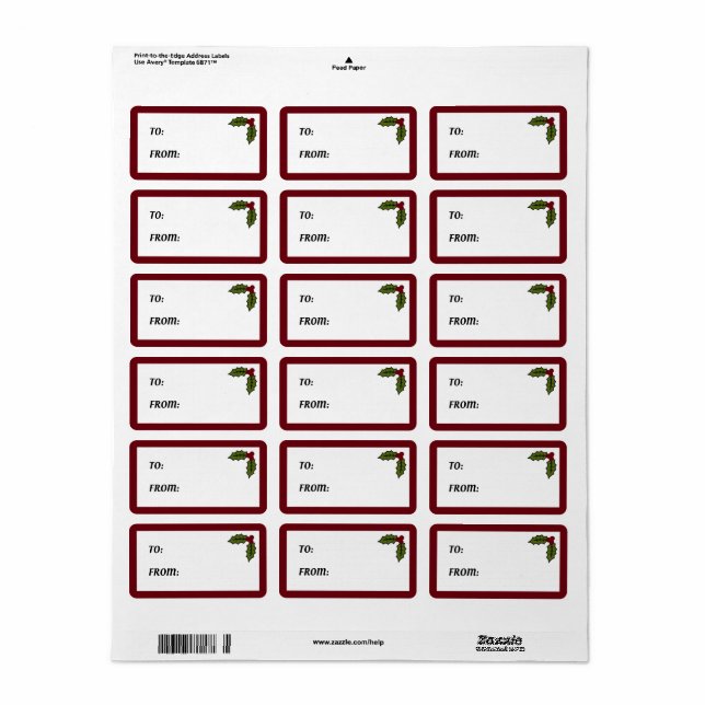 Holly Gift Labels Adressaufkleber (Vorne)
