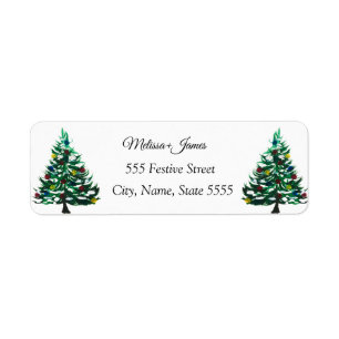Holly Green Christmas Tree Festival Wedding Label
