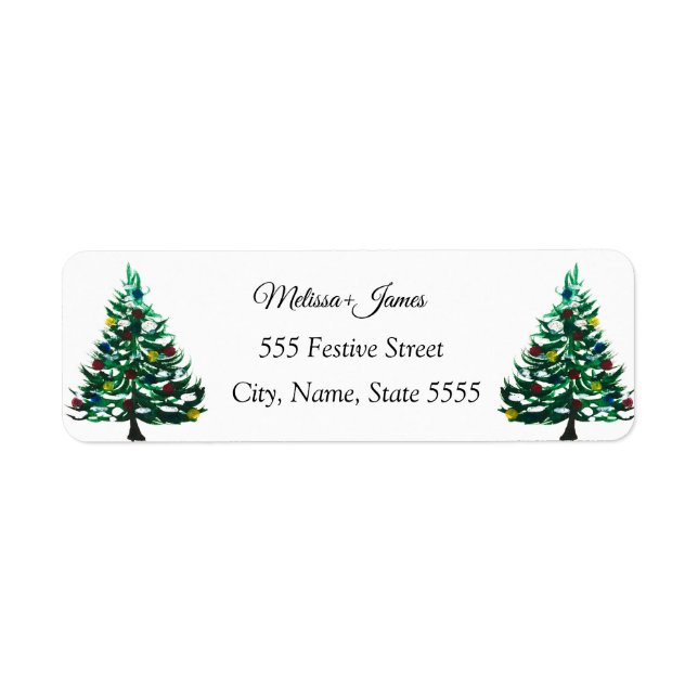Holly Green Christmas Tree Festival Wedding Label (Vorne)