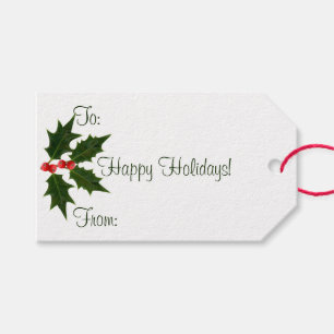 Holly Happy Holidays Tags Umschließungen Geschenkanhänger