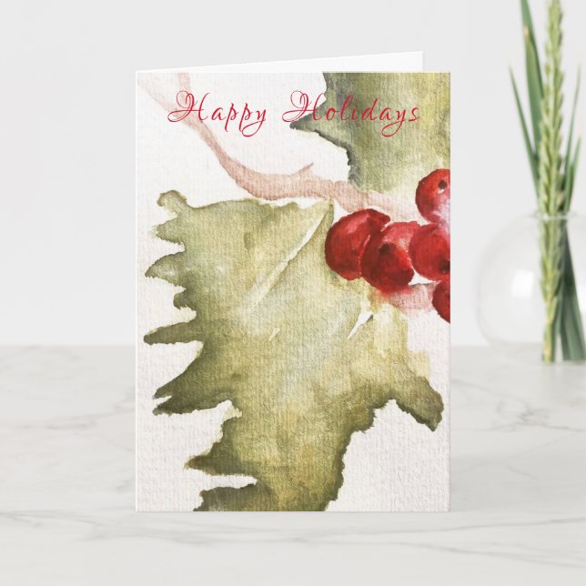 Holly Holiday Grußkarte Karte (Vorderseite)