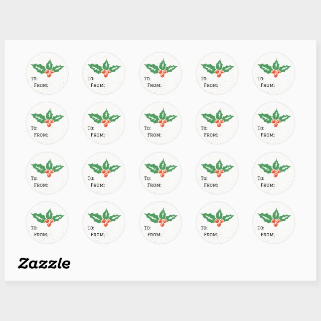Holly Holiday Weihnachtsgeschenk Tag Sticker (Blatt)