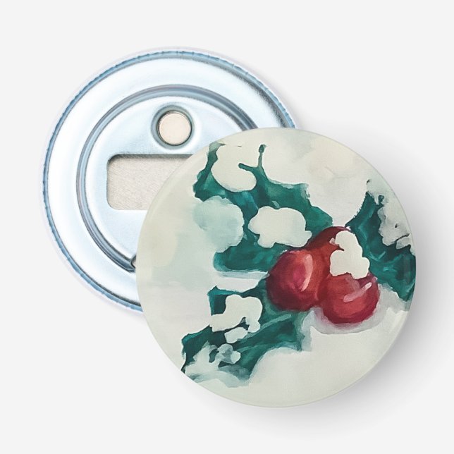 Holly in Snow Flaschenöffner (Vorderseite)