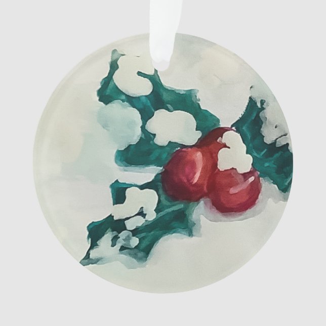 Holly in Snow Ornament (Vorderseite)