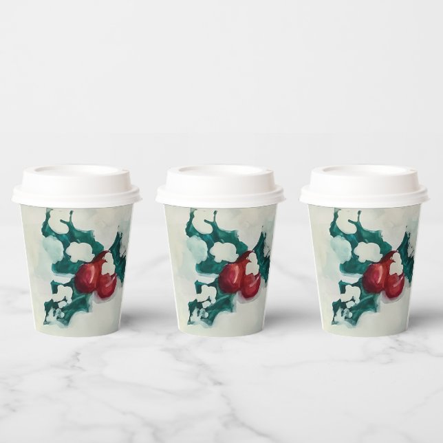 Holly in Snow Pappbecher (Multi)