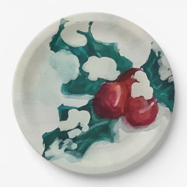 Holly in Snow Pappteller