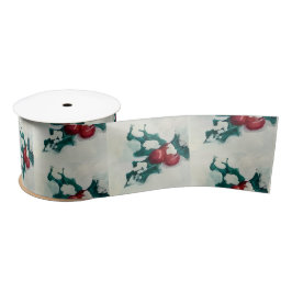 Holly in Snow Satinband