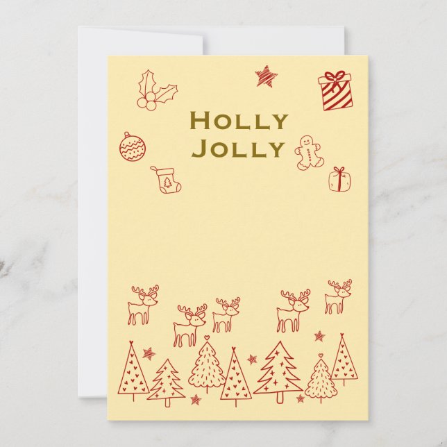 『Holly Jolly』トナカイのかわいいクリスマスカード♡ Feiertagskarte (Vorderseite)