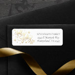 Holly Jolly AF | Modern Gold Star Confetti Adresse<br><div class="desc">Das ist die Saison um Holly Jolly AF mit festlichen, vorbedruckten Rücksendeadressen-Aufklebern! Ausgereifte Imitate metallische Goldtypografie mit handgeschriebenem "Holly Jolly" Skript und einem herausnehmbaren "AF" auf weißem Hintergrund. Das Layout wird durch Imitate metallische Folie Kalligraphie und Sternkonfetti Rand betont. Fügen Sie einfach Ihre Daten in einen sauberen, klassischen Schriftart. Für...</div>