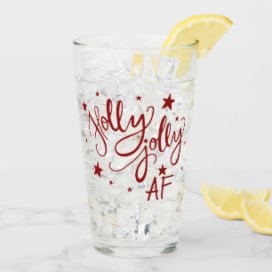 Holly Jolly AF Red Drink Spaß Zitat Script Glas