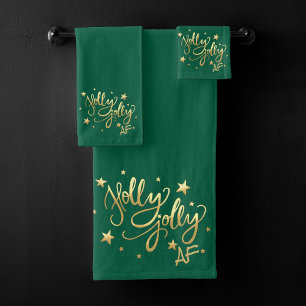 Holly Jolly AF Shiny Gold Faux Foil Script