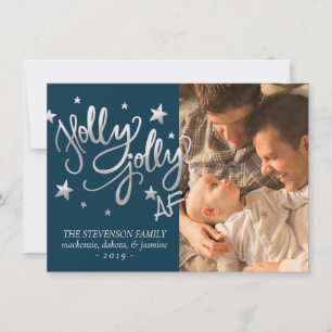 Holly Jolly AF   Shiny Silver Imitats Foil Foto Feiertagskarte