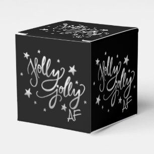 Holly Jolly AF Shiny Silver Imitats Foil Script Geschenkschachtel