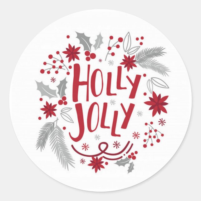 Holly Jolly anpassbare Weihnachtskleber Runder Aufkleber (Vorderseite)