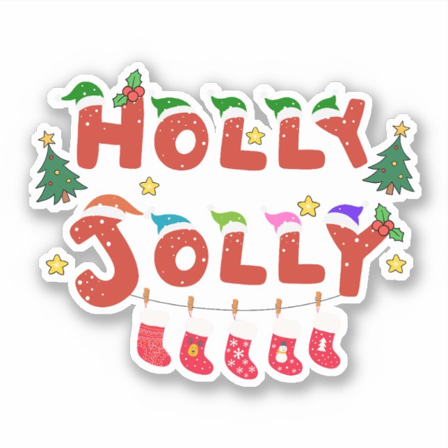Holly Jolly Aufkleber (Vorderseite)
