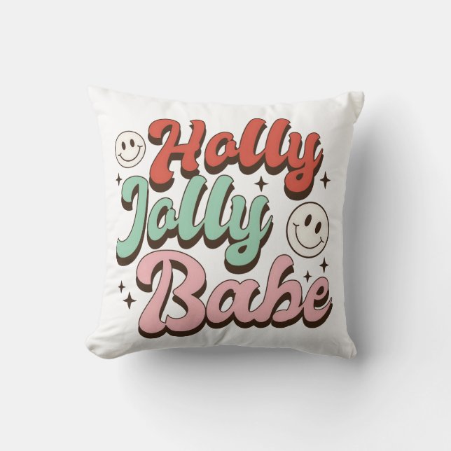 Holly Jolly Babe Groovy Christmas Kissen (Vorderseite)