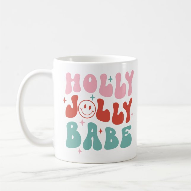 Holly Jolly Babe Retro Christmas Kaffeetasse (Links)
