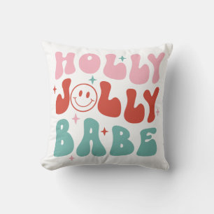 Holly Jolly Babe Retro Christmas Kissen