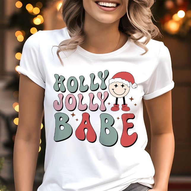 Holly Jolly Babe Retro Funny Christmas Tri-Blend Shirt (Von Creator hochgeladen)