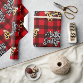 Holly Jolly Buffalo Karierte Weihnachtsbäume & Leo Geschenkpapier
