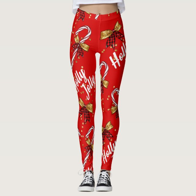 Holly Jolly Candy Cane Cristmas Leggings (Vorderseite)