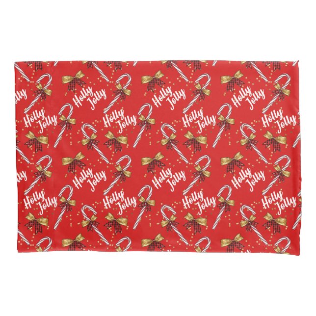 Holly Jolly Candy Cane Cristmas Pillowcase Kissenbezug (Vorderseite)