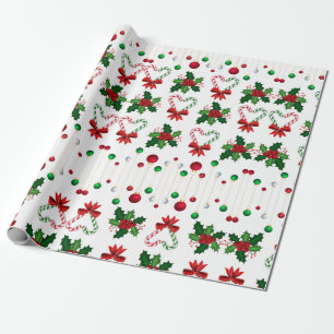Holly Jolly Candy Cane Hearts Geschenkpapier