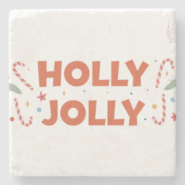 Holly Jolly Candy Canes Steinuntersetzer (Vorderseite)