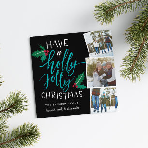Holly Jolly   Carte de collage photo de jour férié