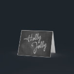 Holly Jolly Chalkboard Holiday Card Feiertagskarte<br><div class="desc">Holly Jolly,  in Glitzern geschrieben,  schmückt diese Chalkboard-Urlaubskarte.</div>
