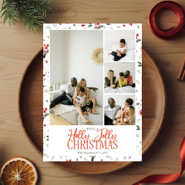 Holly Jolly Christmas Brush Script 5 Photo Feiertagskarte