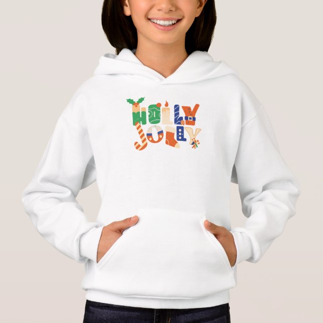 Holly Jolly Christmas Candy Letters Hoodie (Vorderseite)