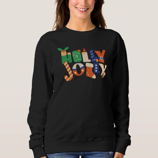 Holly Jolly Christmas Candy Letters Sweatshirt (Vorderseite)