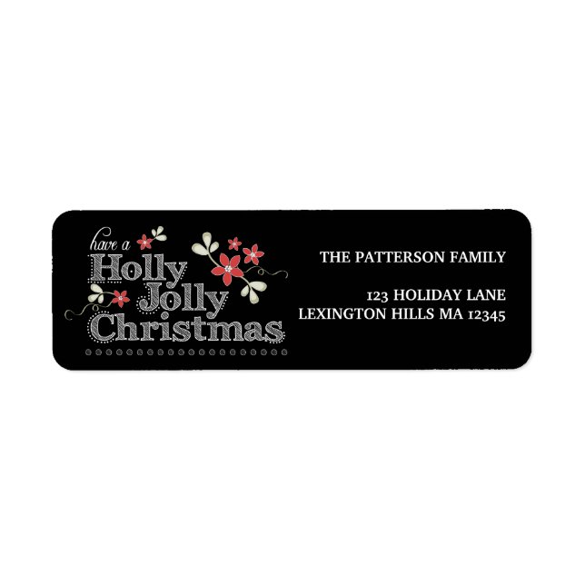 Holly Jolly Christmas Chalkboard Address Label (Vorne)