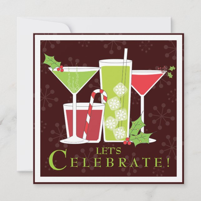 Holly Jolly Christmas Cocktail Party Einladung (Vorderseite)