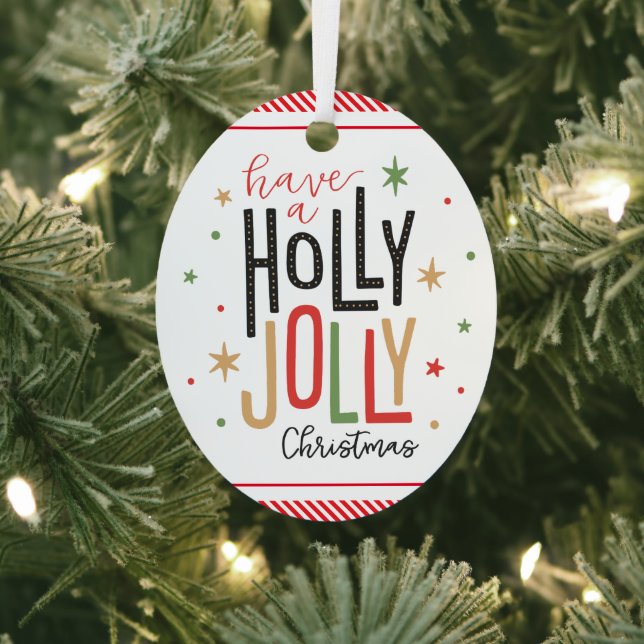 Holly Jolly Christmas (fügen Sie Ihr Foto) Candy C Ornament Aus Metall (InSitu)