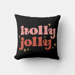 Holly Jolly Christmas Groovy Retro Kissen