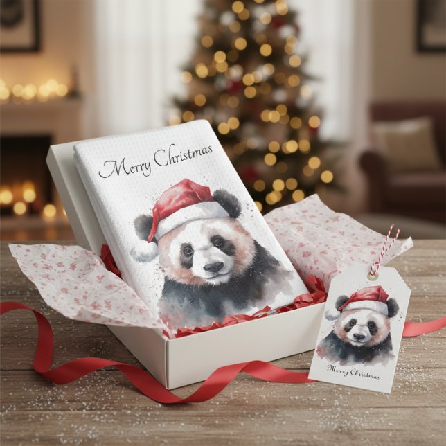 Holly Jolly Christmas Panda, Brauch Geschenkanhänger (Von Creator hochgeladen)