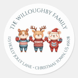 Holly Jolly Christmas Return Address Runder Aufkleber
