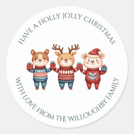Holly Jolly Christmas Runder Aufkleber