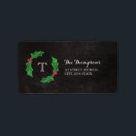 Holly Jolly Christmas Rustic Chalkboard Monogram Adressaufkleber<br><div class="desc">Charmantes,  rustikales Weihnachtsadressen-Etikett mit dem Original in einem heiligen Kranz auf einem Chalkboard-Hintergrund.</div>