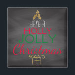 Holly Jolly Christmas Rustic Chalkboard Red Green Magnet<br><div class="desc">Rustikale Weihnachtsmagnete - Rustikaler, Vintager Chalkboard-Look Hintergrund. Liest das klassische Weihnachtslied "Have a Holly Jolly Christmas" in Briefen, die wie ein Weihnachtsbaum in weiß, rot und grün mit einem Imitat goldenen Folie heilig am oberen Rand und goldene Folie sehen Weihnachtsgeschenk am unteren Rand. Niedliche Weihnachtsdekoration Wir koordinieren heilige Weihnachtsdekoration und...</div>