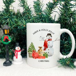 Holly Jolly Christmas Snowman, Tree, Packages Kaffeetasse