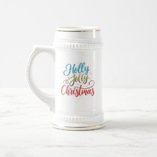 Holly Jolly Christmas Stein - 22 oz Festive Mug