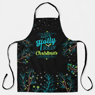 Holly Jolly Christmas Türkis Limon und Schwarz Schürze