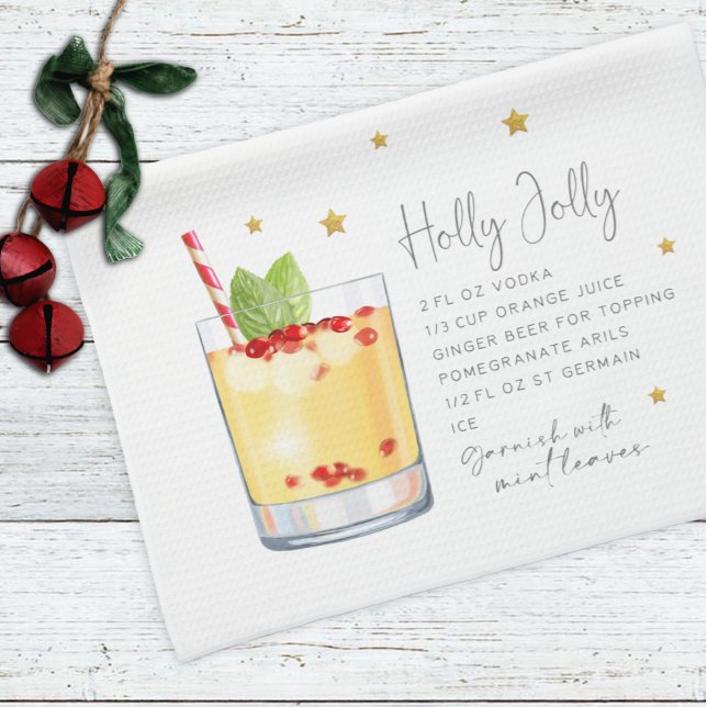 Holly Jolly Drink Holiday Weihnachten Rezept Geschirrtuch (Von Creator hochgeladen)