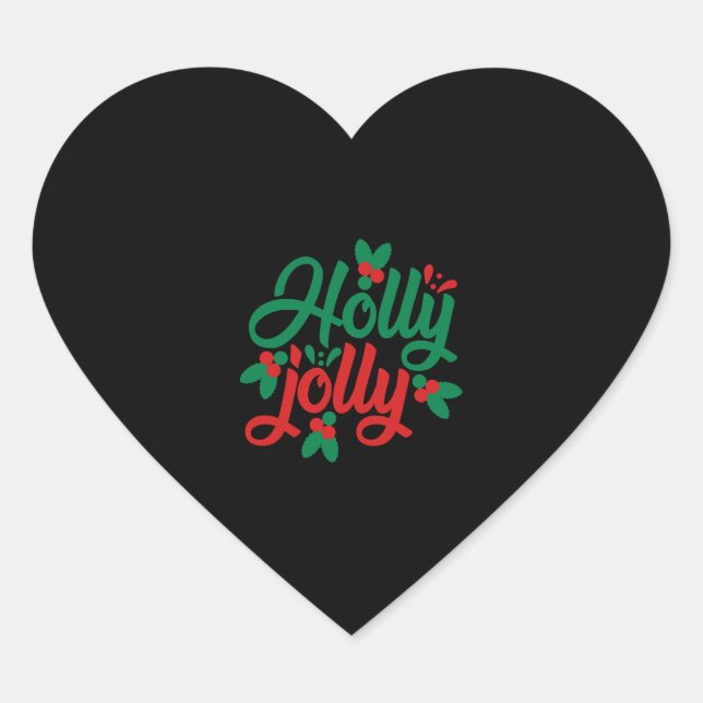 Holly jolly, Ein großartiges Weihnachts-Party-Gesc Herz-Aufkleber (Vorderseite)