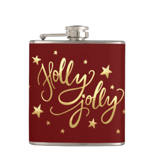 Holly Jolly   Elegante Gold Imitate Foil Script Flachmann