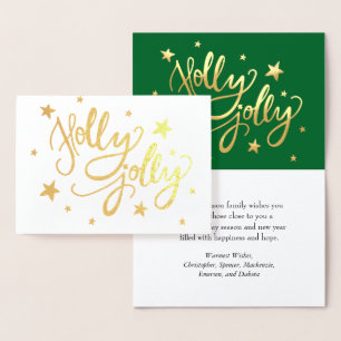 Holly Jolly Elegante Gold Imitate Foil Script Folienkarte